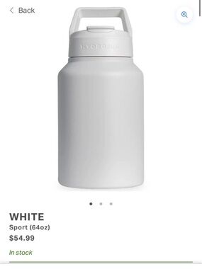 HydroJug White 64oz Sport Water Bottle with Carry Handle